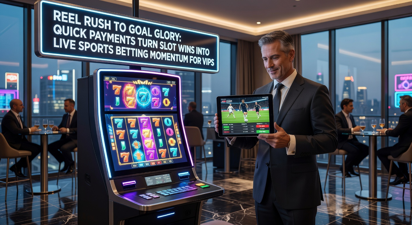 VIP interface showing slot win notification transitioning to live sports betting dashboard with instant transfer button highlighted