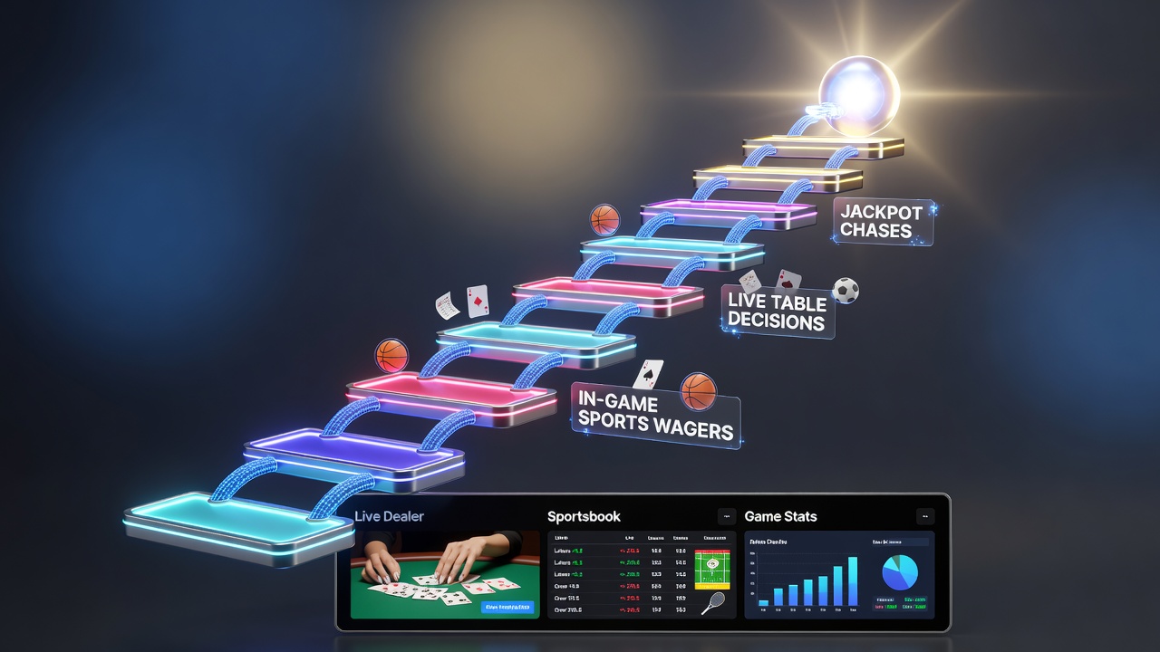 Screenshot of mobile app dashboard displaying reward ladder tiers connecting different game types