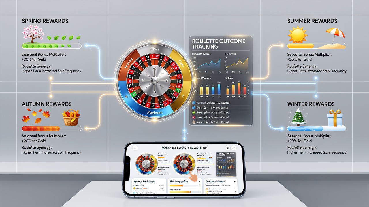 Dashboard view of portable loyalty ecosystem showing roulette data syncing with seasonal athletic wager rewards