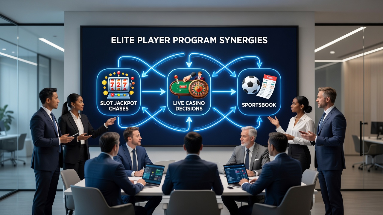 Mobile screen displaying synced rewards balance between slot jackpot progress, live casino table options, and live sports betting markets